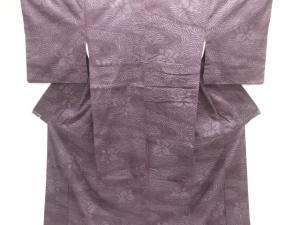 重要無形文化財本場結城紬100亀甲　流水に花模様織り出し着物